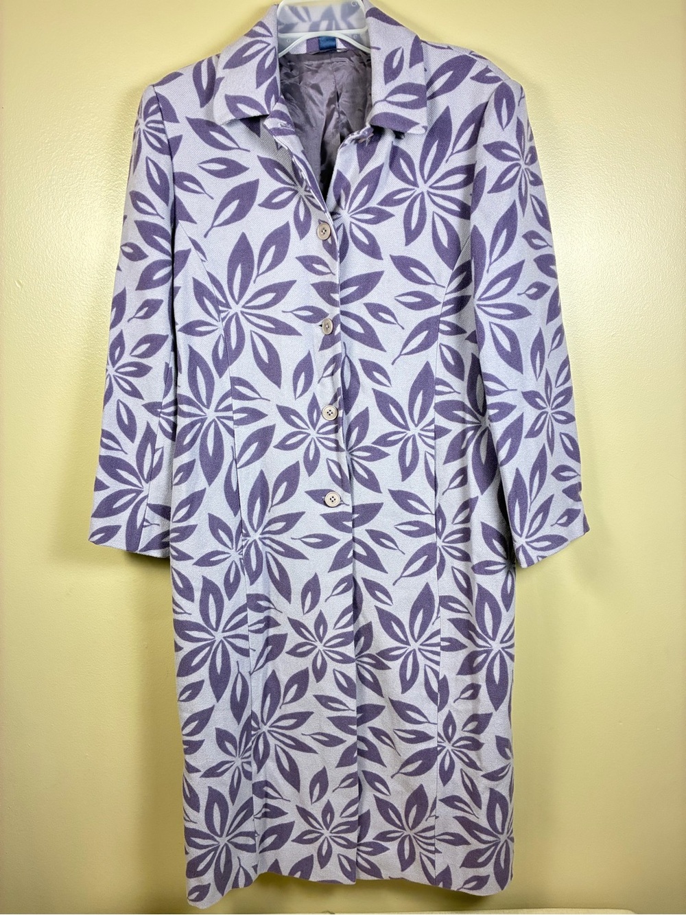 Boden Floral Wool Button Front Lined Coat